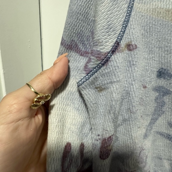 Y2K Lucky Brand Tattoo Print Long Sleeve Top Geisha Print Boho Grunge Size L - Picture 3 of 10